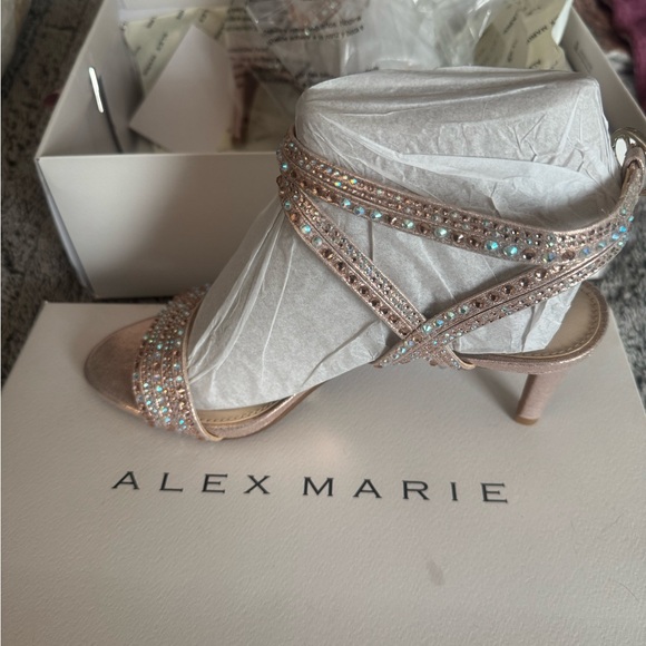 Alex Marie Shoes - Alex Marie Tan Strappy Heels with Stiletto Design